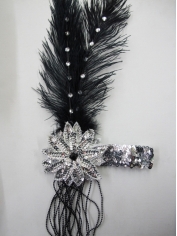 Large 20's Black Headpiece - Costume Accessories