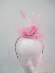 Pink Flower Fancinator on Headband - Headpiece