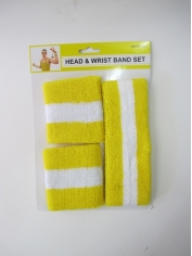 Yellow White Sweatband Set