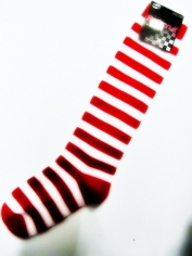 White/Red Striped Knee-high Socks