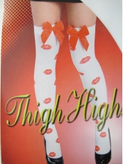 Red Lips Thigh High Stocking