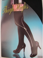 Thigh High Stocking With Zipper Print