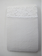 White Thigh High Fishnet Stockings With Lace Top 