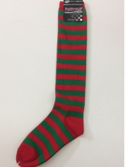 Knee-high Socks with Green/Red Strips