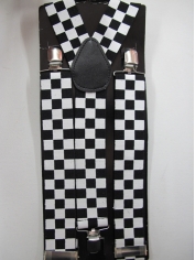 Black and White Checkered Suspenders
