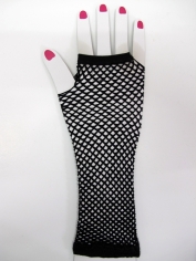 Black Long Fingerless Fishnet Gloves