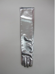 Long Silver Metallic Gloves