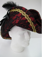 Pink Pirate Hat with Black Lace