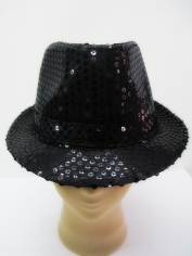 Black Sequin Trilby - Hat 